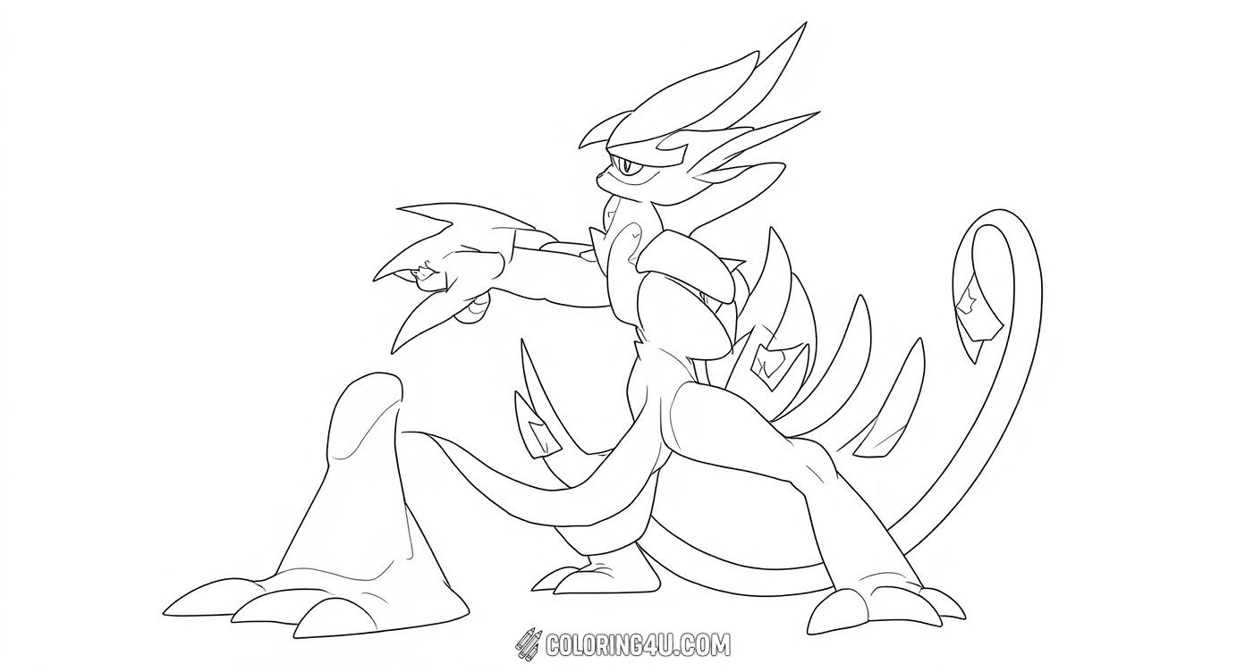 Dive into the world of Pokémon with this exciting coloring page of Primal Kyogre! Standing proudly on a rocky cliff with clouds in the background, this legendary water-type Pokémon is ready for you to add some vibrant colors and make a splash on the page.
