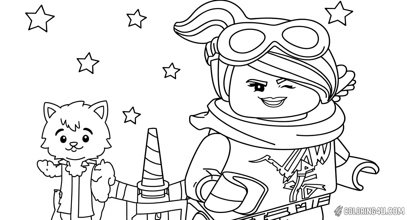 Join UniKitty and Winka, the adventurous LEGO friends, in this fun and magical coloring page! With sparkling stars around them, kids can bring these playful characters to life using their favorite colors and let their imagination soar. [source: Pinterest]