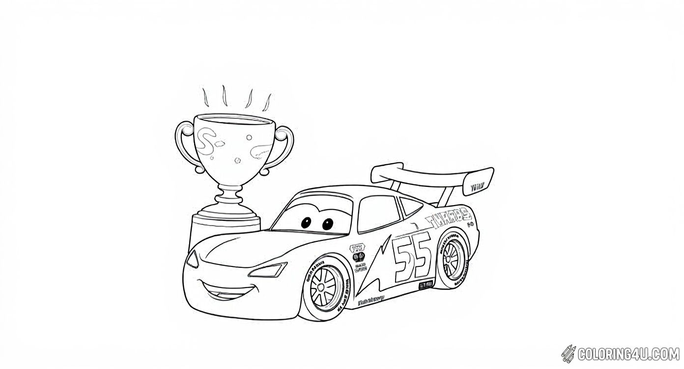 Lightning Mcqueen Trophy Celebration Coloring Page