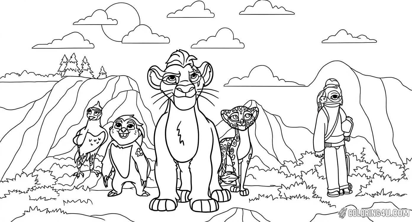 Lion Guard Team Standing On Rocks