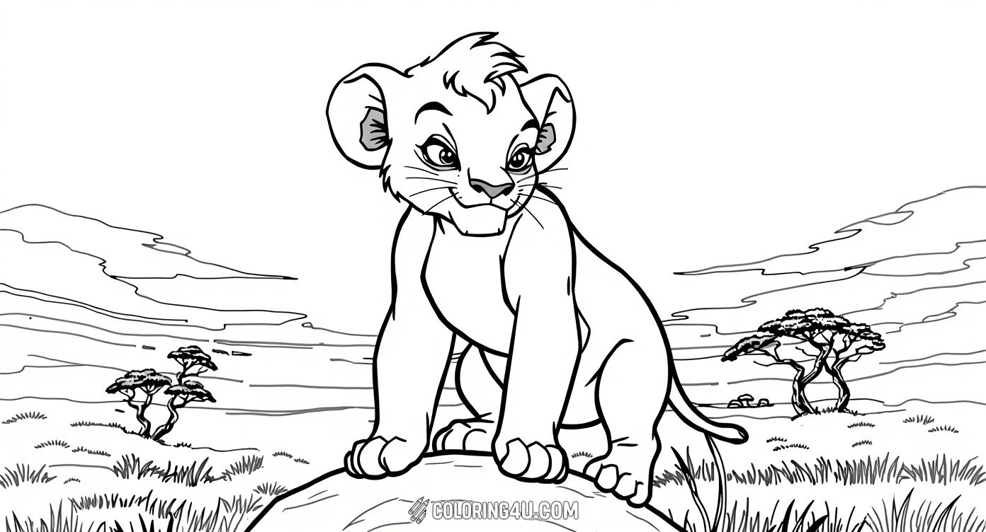 Lion King Curious Young Simba Standing Rock