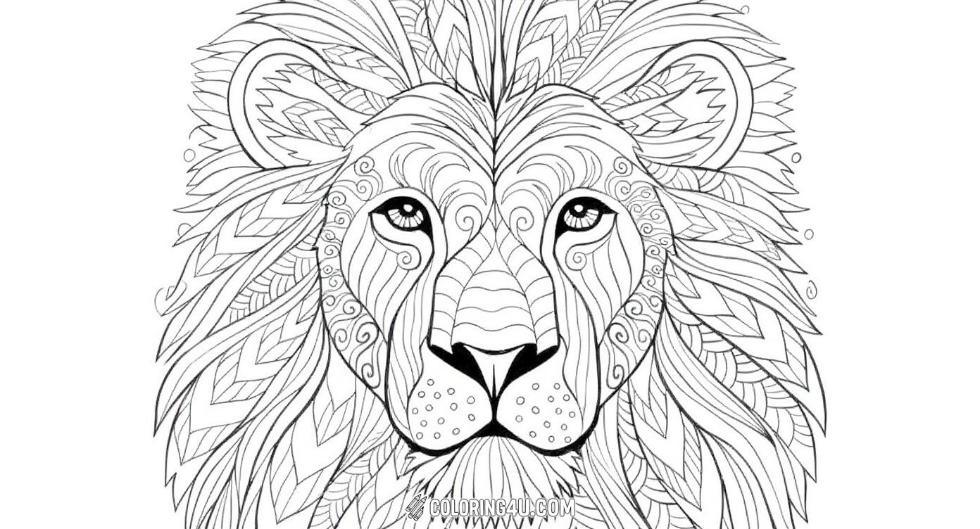 Dive into creativity with this detailed and intricate zentangle-style lion head coloring page. Filled with patterns and designs, it's perfect for kids who love challenges and want to practice careful coloring while exploring the power of the lion.