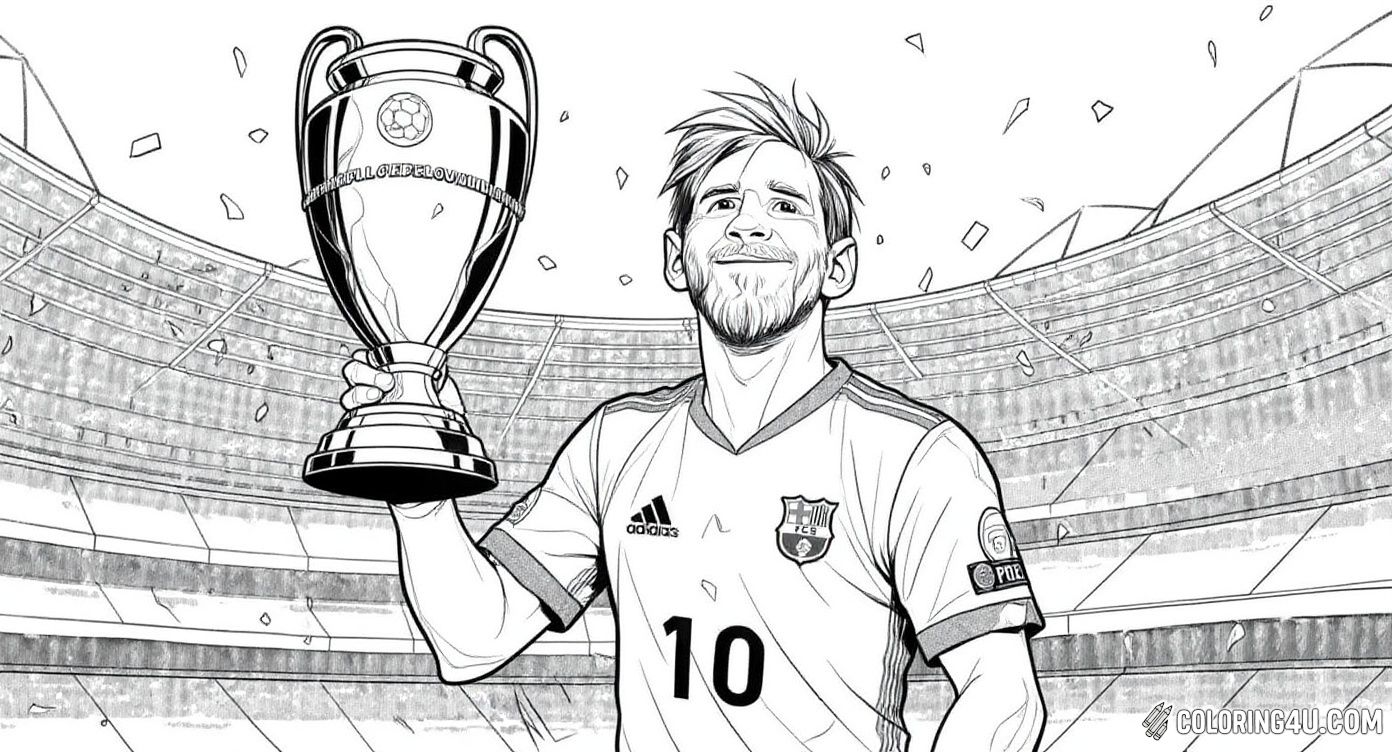 Lionel Messi Holding Trophy Victory Celebration