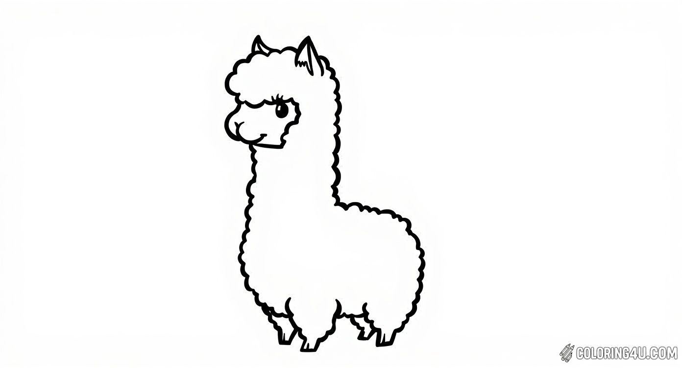 Here is an adorable kawaii-style llama ready to be brought to life with your favorite colors! Its soft, fluffy body and sweet smile invite kids to enjoy a relaxing coloring experience.