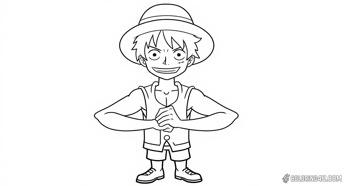 Confident Luffy Pirate Hero Standing Coloring