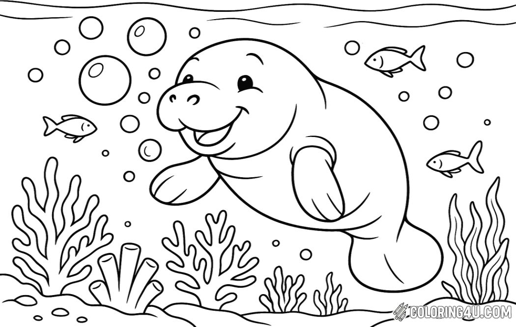 Manatee Playing With Bubbles