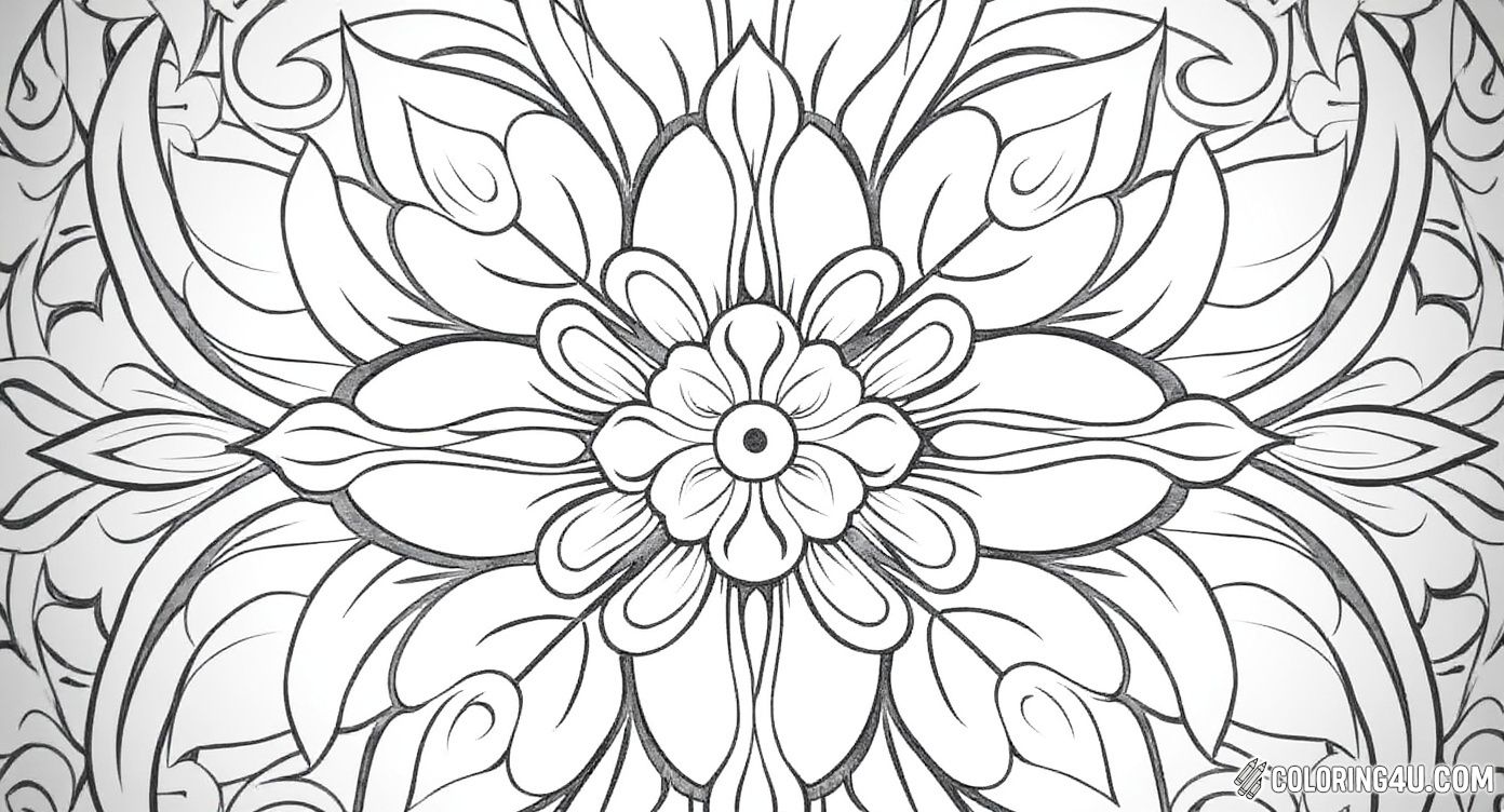 Ornate Floral Mandala Coloring Design