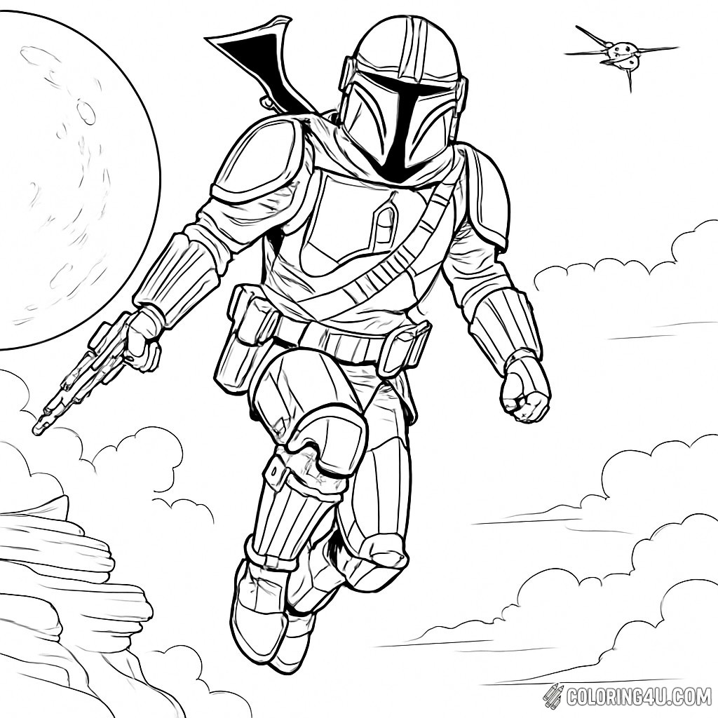 Mandalorian With Jetpack Flying