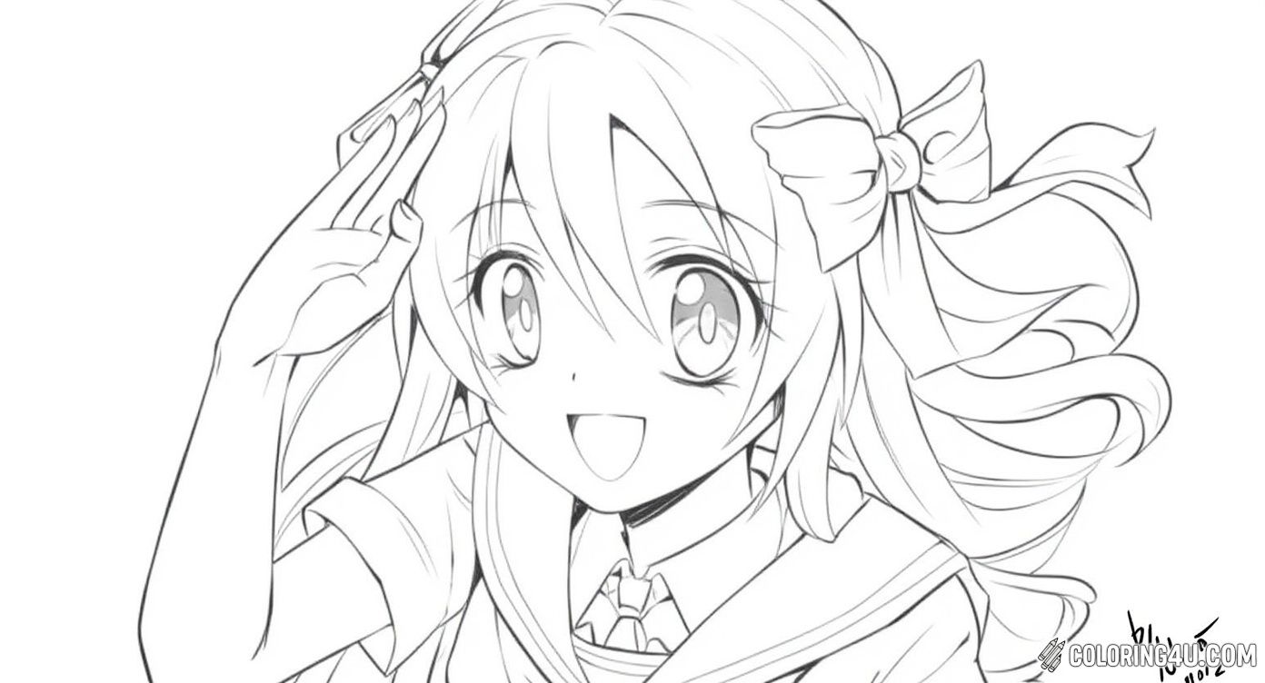 Happy Schoolgirl Saluting With Ribbon