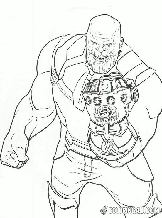 Thanos Holding Infinity Gauntlet Coloring Page