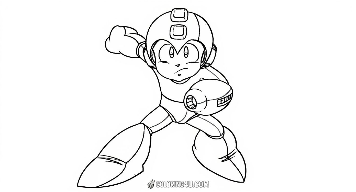 This fun coloring page features Mega Man, the famous video game hero, in an action pose ready to blast off with his Mega Buster arm cannon! Kids will enjoy bringing this classic character to life with their choice of colors while imagining exciting adventures.