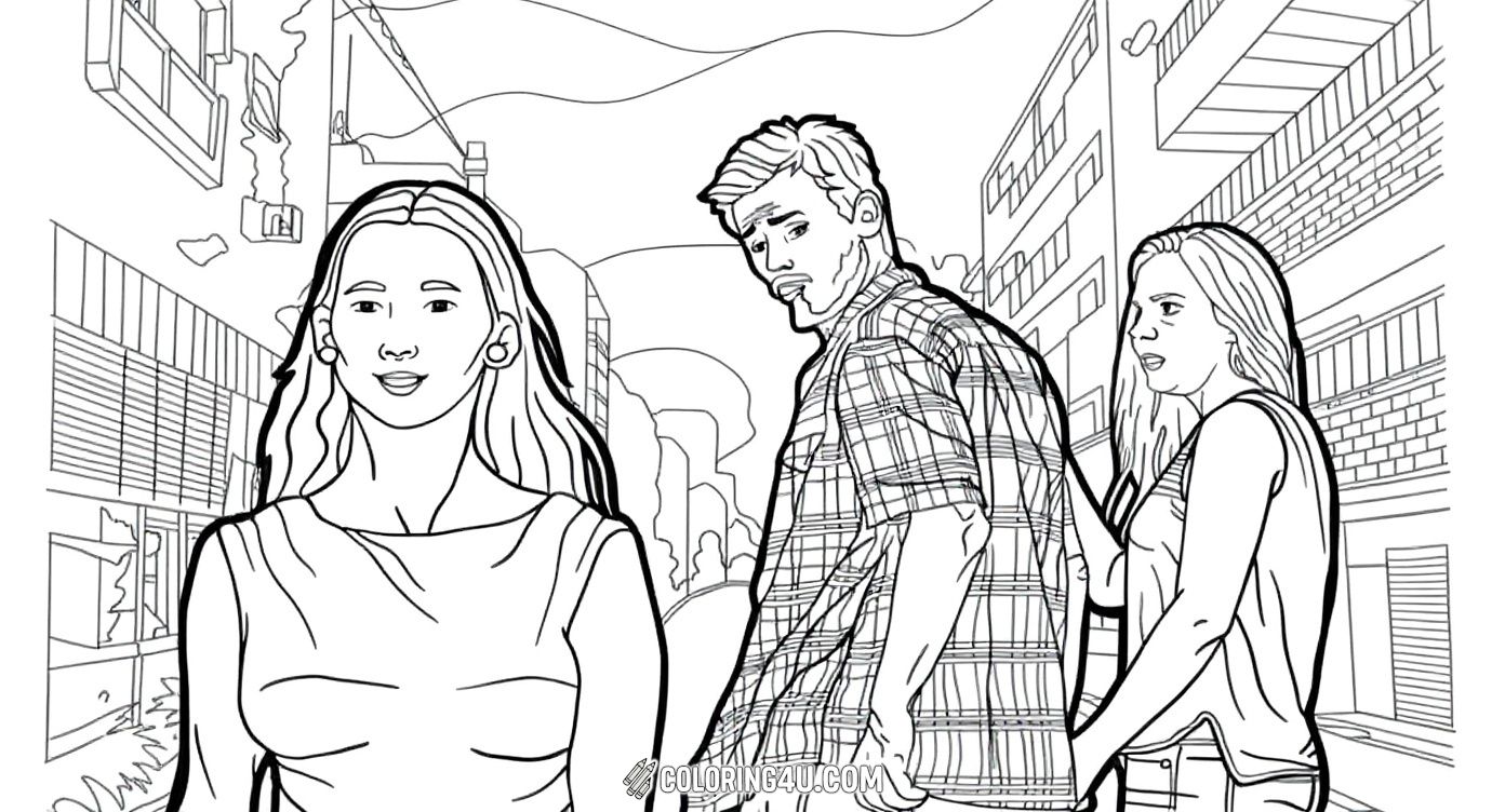 Get ready to color the popular 'Distracted Boyfriend' meme scene! This coloring page shows the funny moment when a guy looks surprised, noticing someone else, while his girlfriend looks shocked. It’s a silly and expressive moment that kids will love to color.