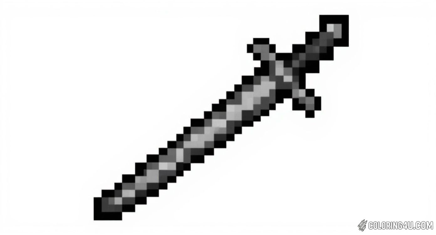 Grab your colors to bring this iconic pixelated Minecraft sword to life! This simple yet classic design is perfect for young artists who love the Minecraft game, offering a fun chance to color one of the most important tools for adventures and battles.
