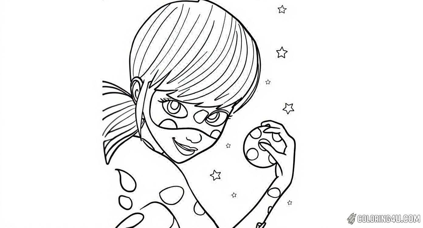 Bring out your colors and imagination with this close-up of Ladybug wielding her signature yo-yo in a heroic pose! Kids will have fun coloring this exciting and detailed page that captures the courageous spirit of the beloved 'Miraculous: Tales of Ladybug & Cat Noir' heroine.