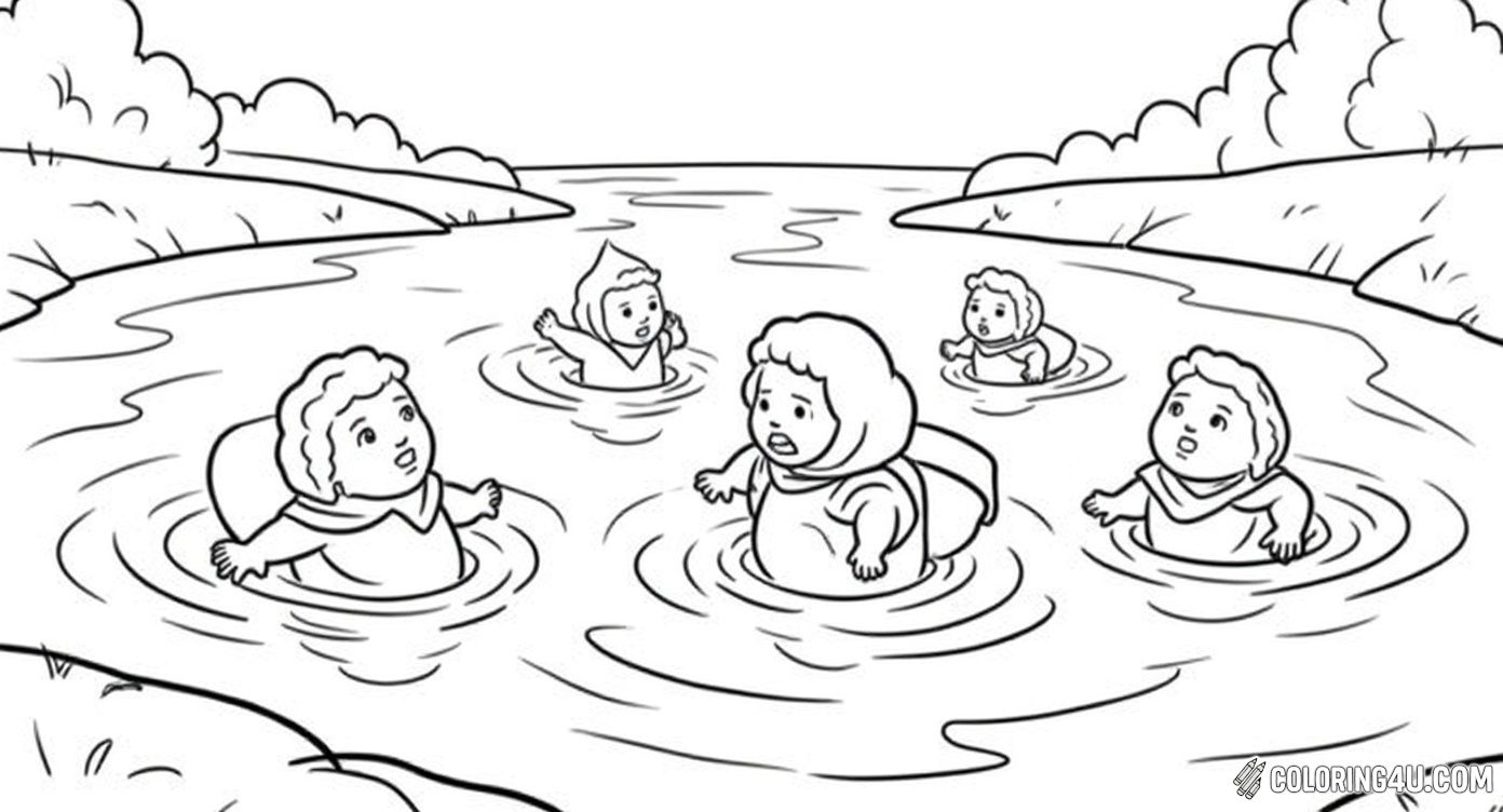 Baby Moses Floating In River