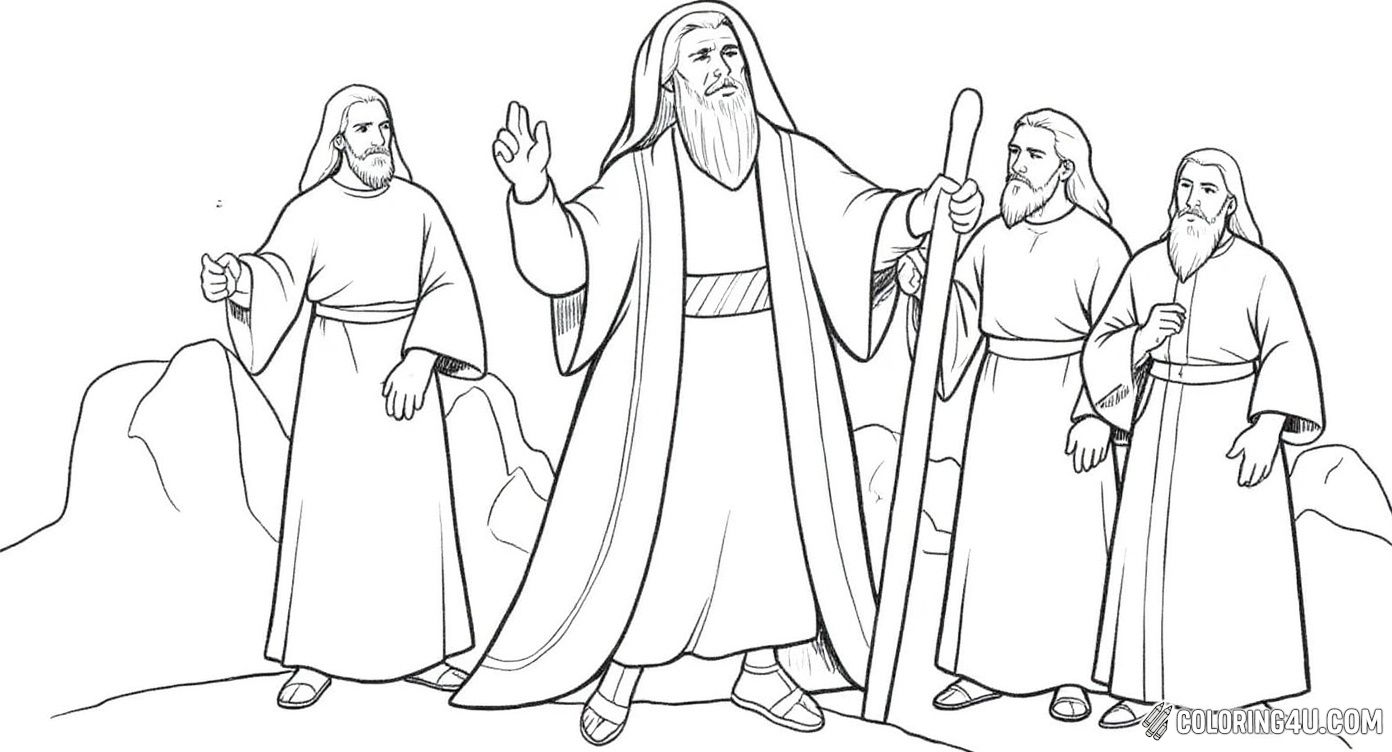 This inspiring coloring page features Moses leading God's people out of Egypt, holding a staff and raising his hand as he guides them with courage and faith. Kids can enjoy coloring Moses and the group of followers behind him, celebrating the powerful biblical story of liberation and hope. [source: Raising Our Kids]