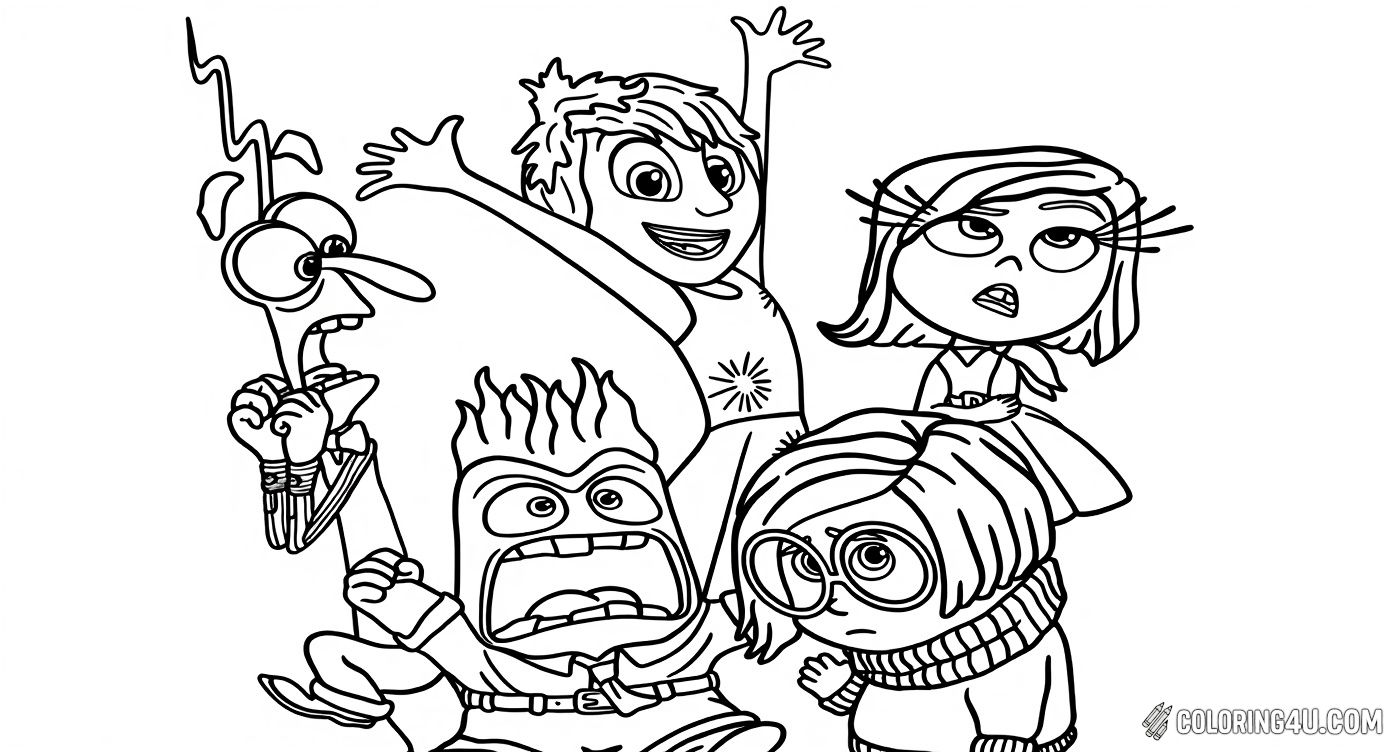 Inside Out Characters Coloring Page