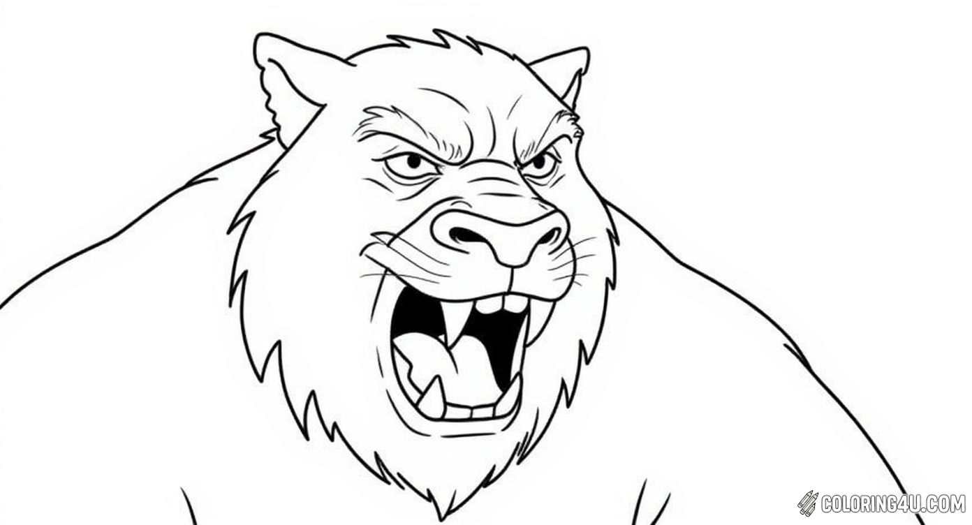Get ready to bring this fierce Mr Beast logo to life! This coloring page features a roaring beast with a lightning bolt over its eye, surrounded by dynamic shapes. Perfect for kids who love bold and exciting designs to color.