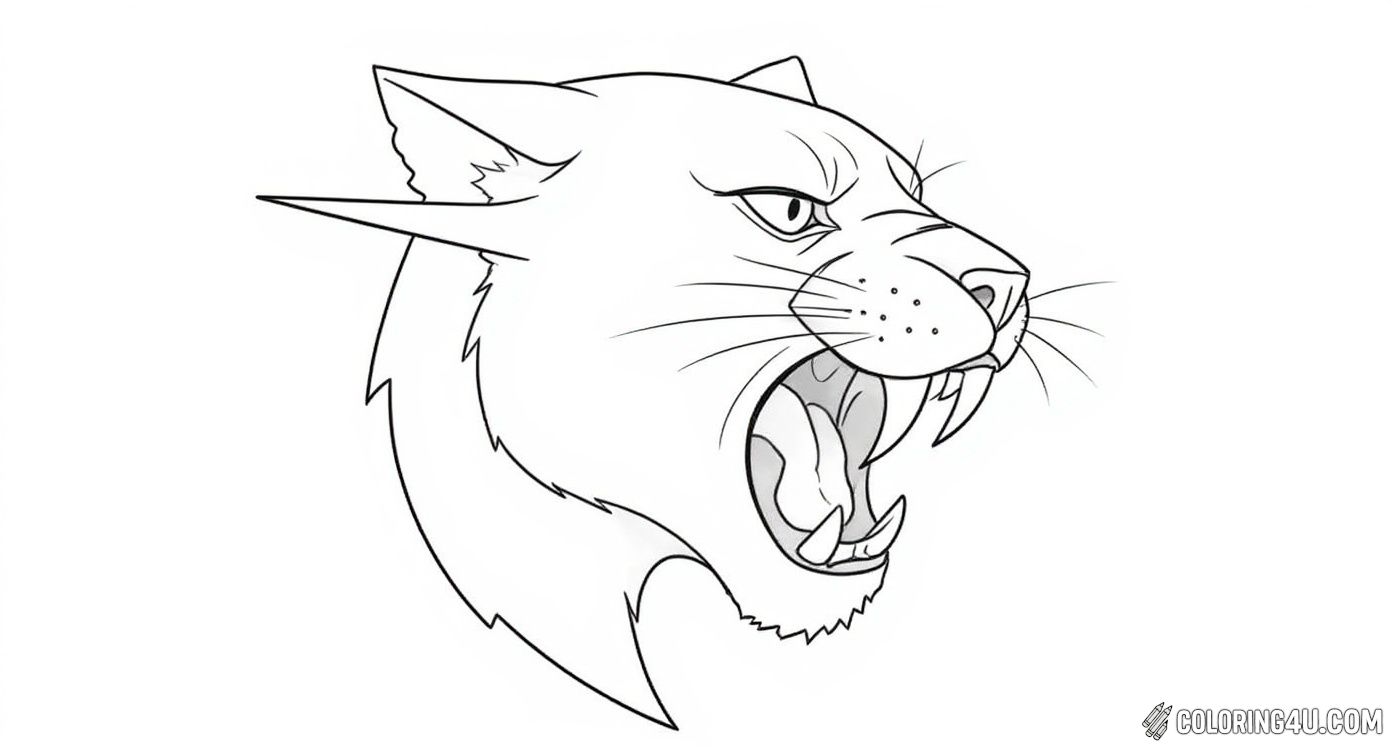Mr Beast Roaring Panther Logo Coloring Page