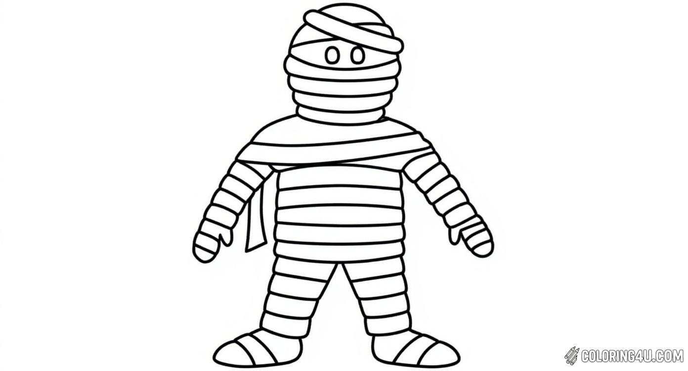 Cute Simple Mummy Coloring Sheet