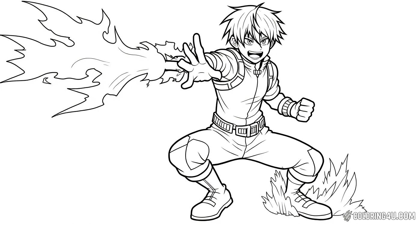 Todoroki Using Fire Quirk Action Pose