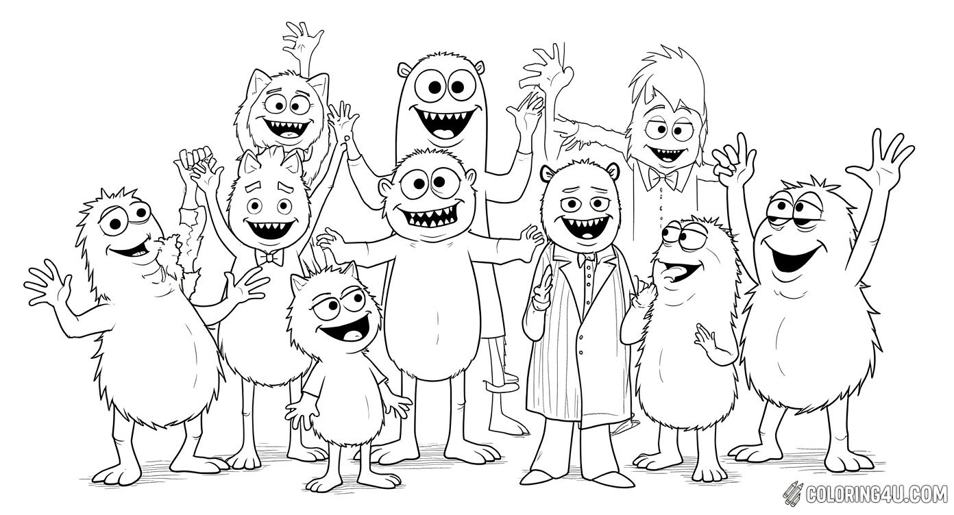 Explore a big group of cheerful My Singing Monsters gathered together, showcasing their unique and playful personalities. This lively coloring page invites kids to express their creativity by coloring every character and bringing this joyful monster band to life with their favorite hues.