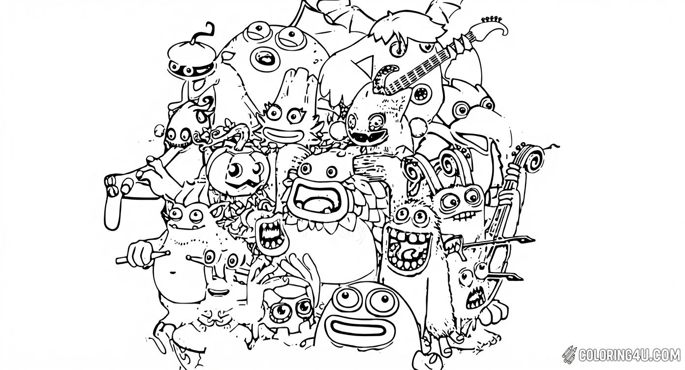 My Singing Monsters Group Coloring Page