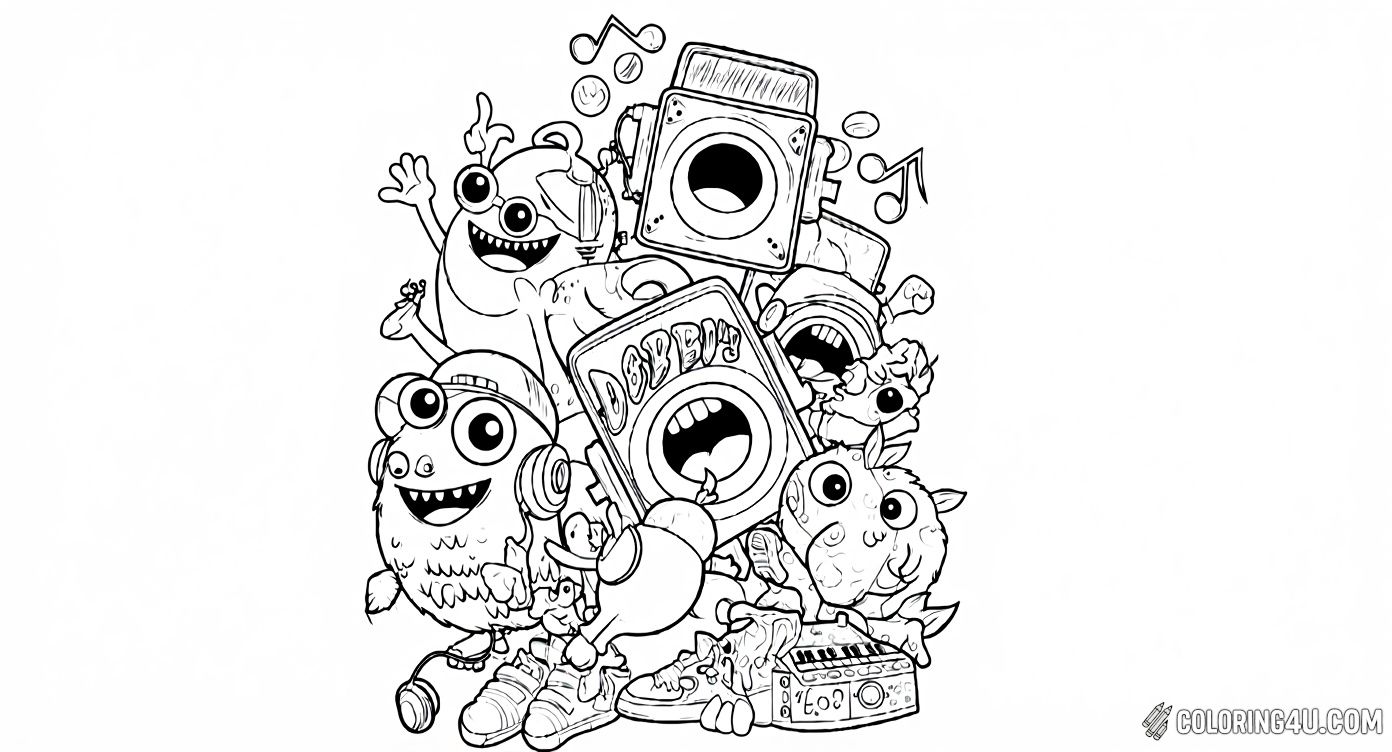 Wubbox Electric Mix Monsters Coloring Page