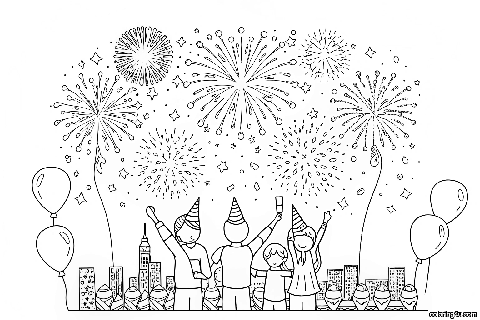 New Year Coloring Pages Free Printable