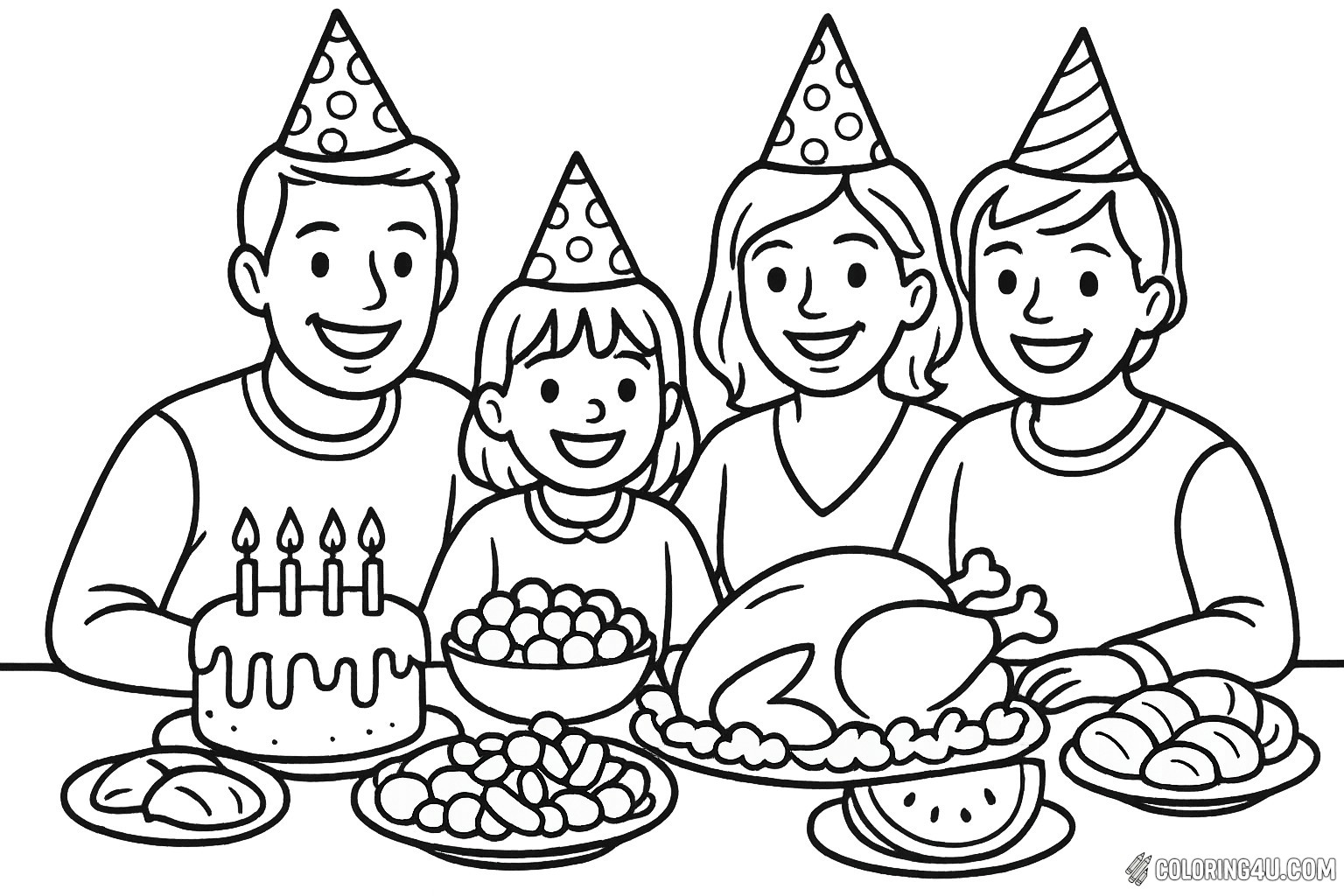 New Year Family Celebration Around Table