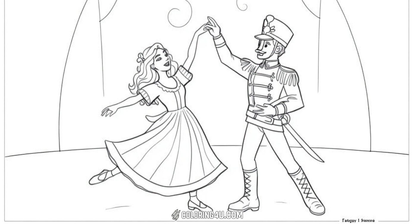 Clara And Nutcracker Dancing Ballet Scene