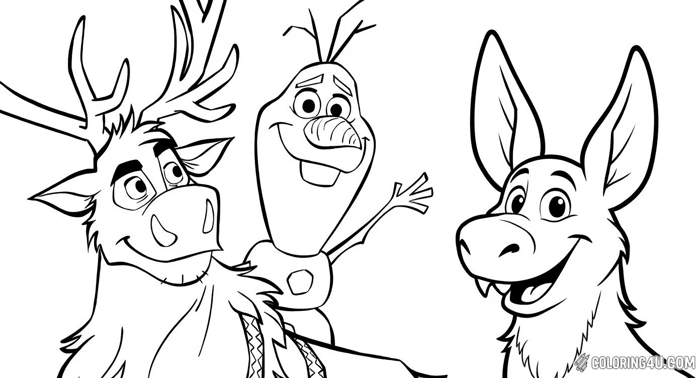 Olaf And Sven Disney Frozen 2 Coloring Page