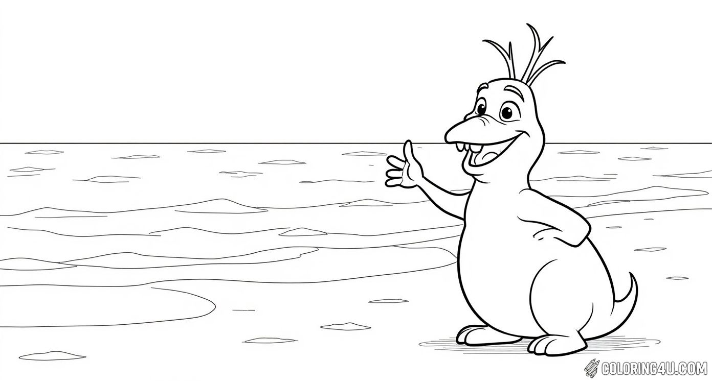 Olaf Relaxing Summer Beach Coloring Page