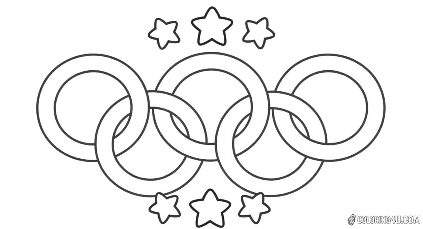 Olympic Rings With Stars Coloring Page