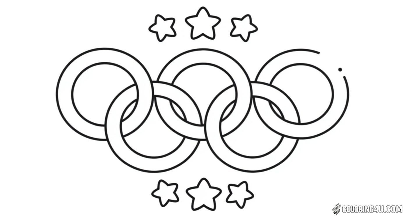 Here is a neat and simple coloring page showing the famous Olympic rings surrounded by playful stars. This design is perfect for younger kids who want to color the classic Olympic symbol and add their own colorful touch to the stars. It’s an inviting way to celebrate the spirit of the Olympics through art!