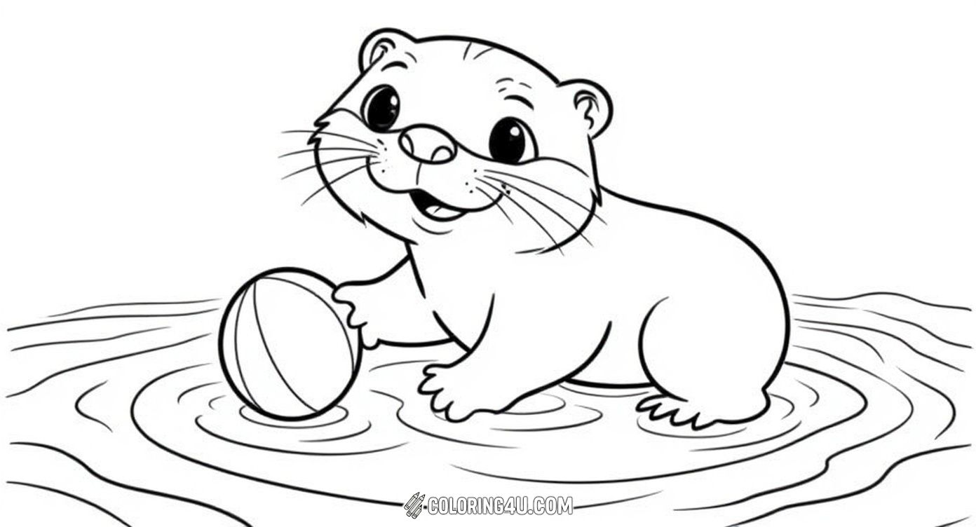 Dive into fun with this adorable otter playing joyfully in the water! Kids will love coloring this lively scene of an otter having a blast with a ball, surrounded by bubbles. It's a perfect picture to brighten up your day with splashes of colors.