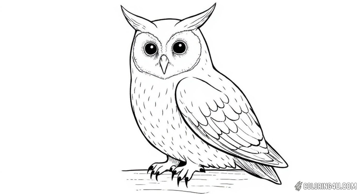 Realistic Owl Sitting On Wooden Branch