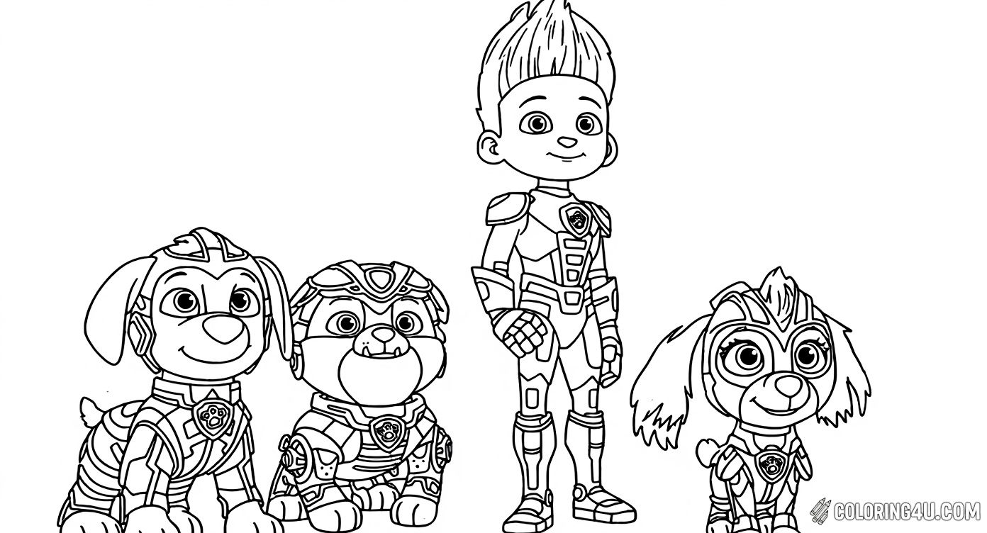 Paw Patrol Mighty Movie Heroes Coloring Page