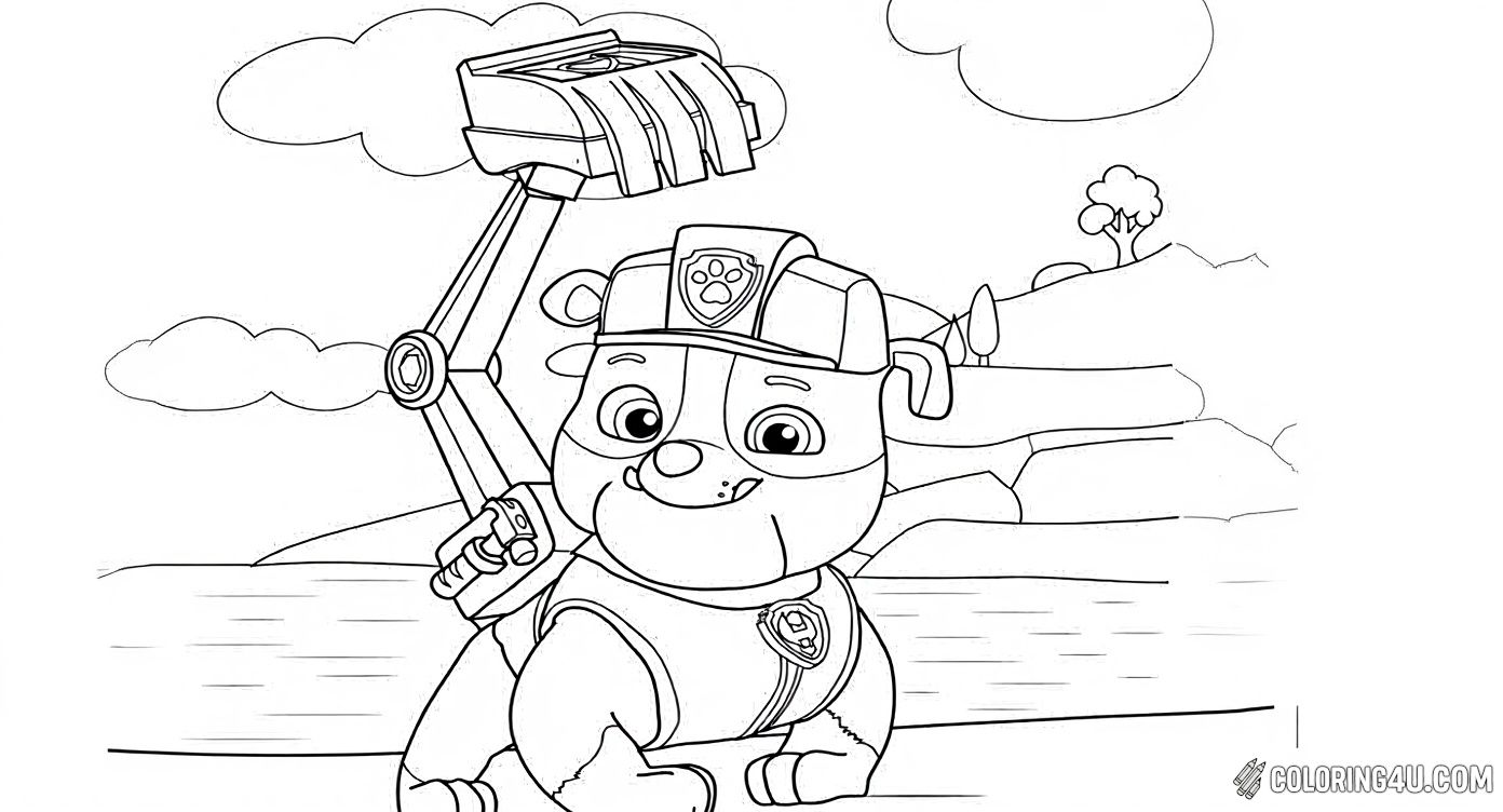 Paw Patrol Rubble Construction Dog Coloring
