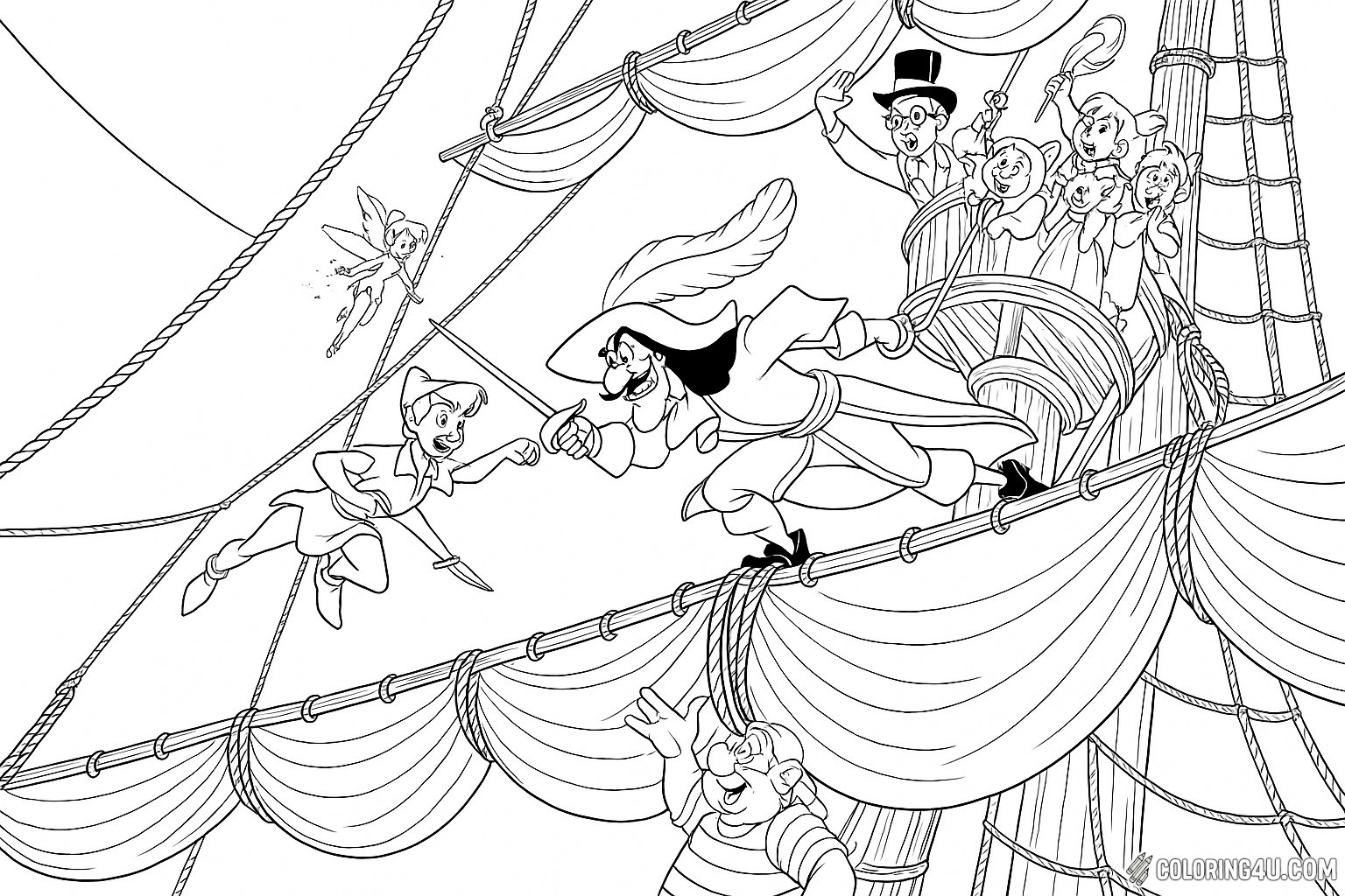 Captain Hook Dueling With Peter Pan