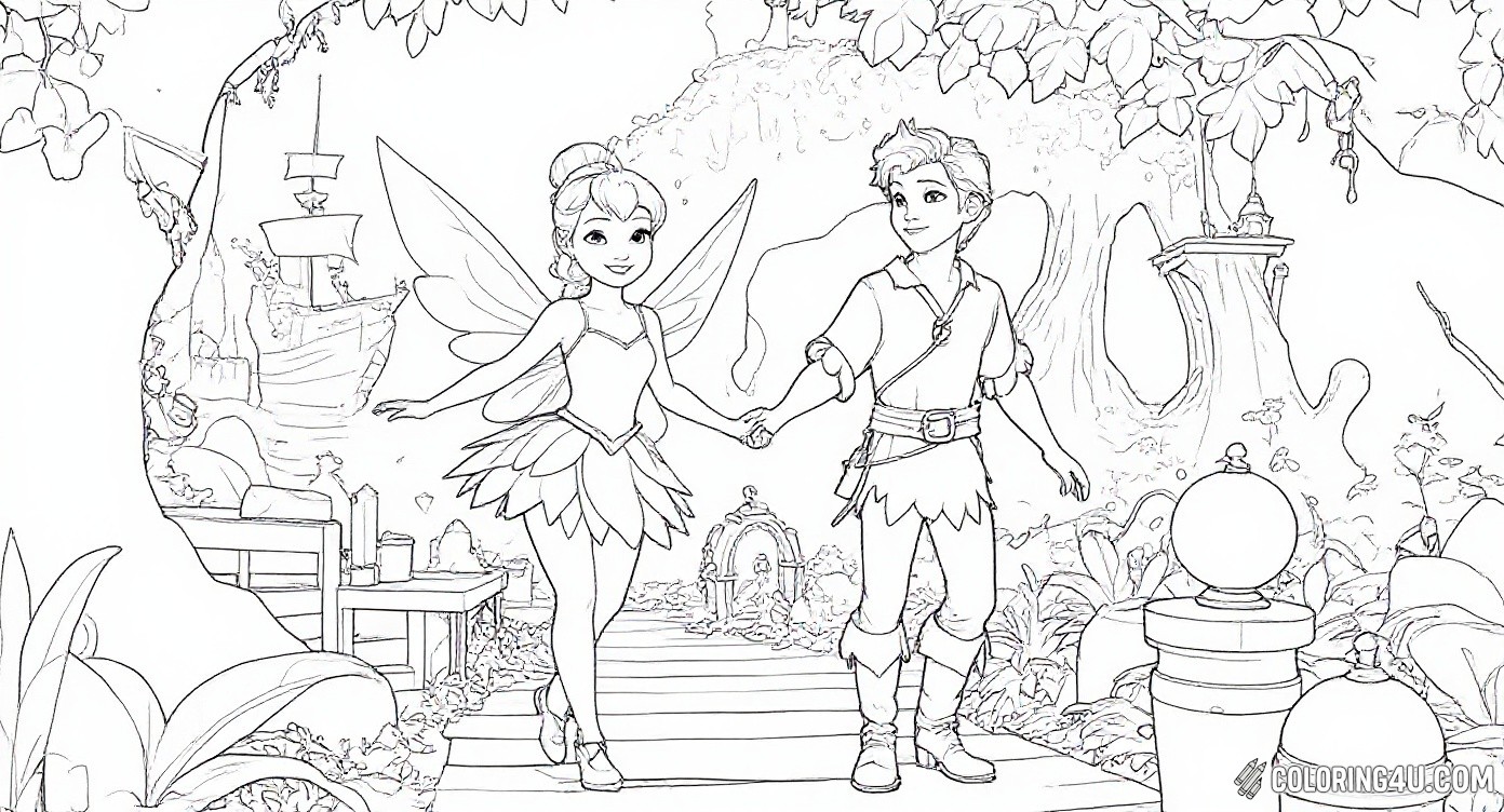 Peter Pan And Tinkerbell In The Forest