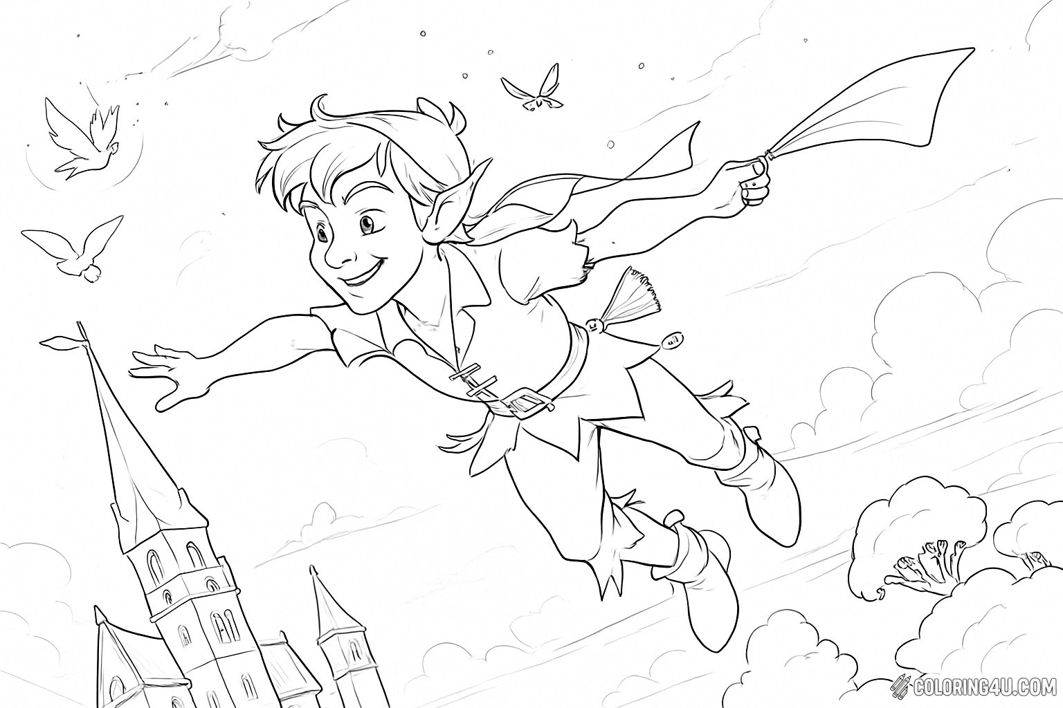 Peter Pan Flying Above London