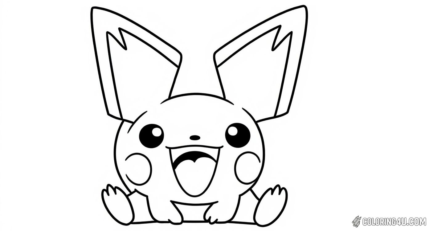 Bring this cheerful Pichu to life with your colors! This simple and cute coloring page shows Pichu smiling happily while sitting, making it perfect for young artists who love Pokémon. Join Pichu in a fun, creative moment that brightens up your day.