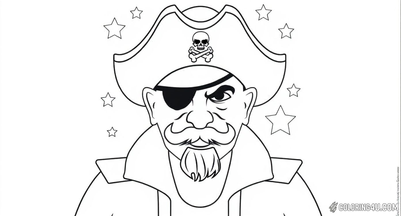 Classic Pirate Captain Portrait Coloring Page