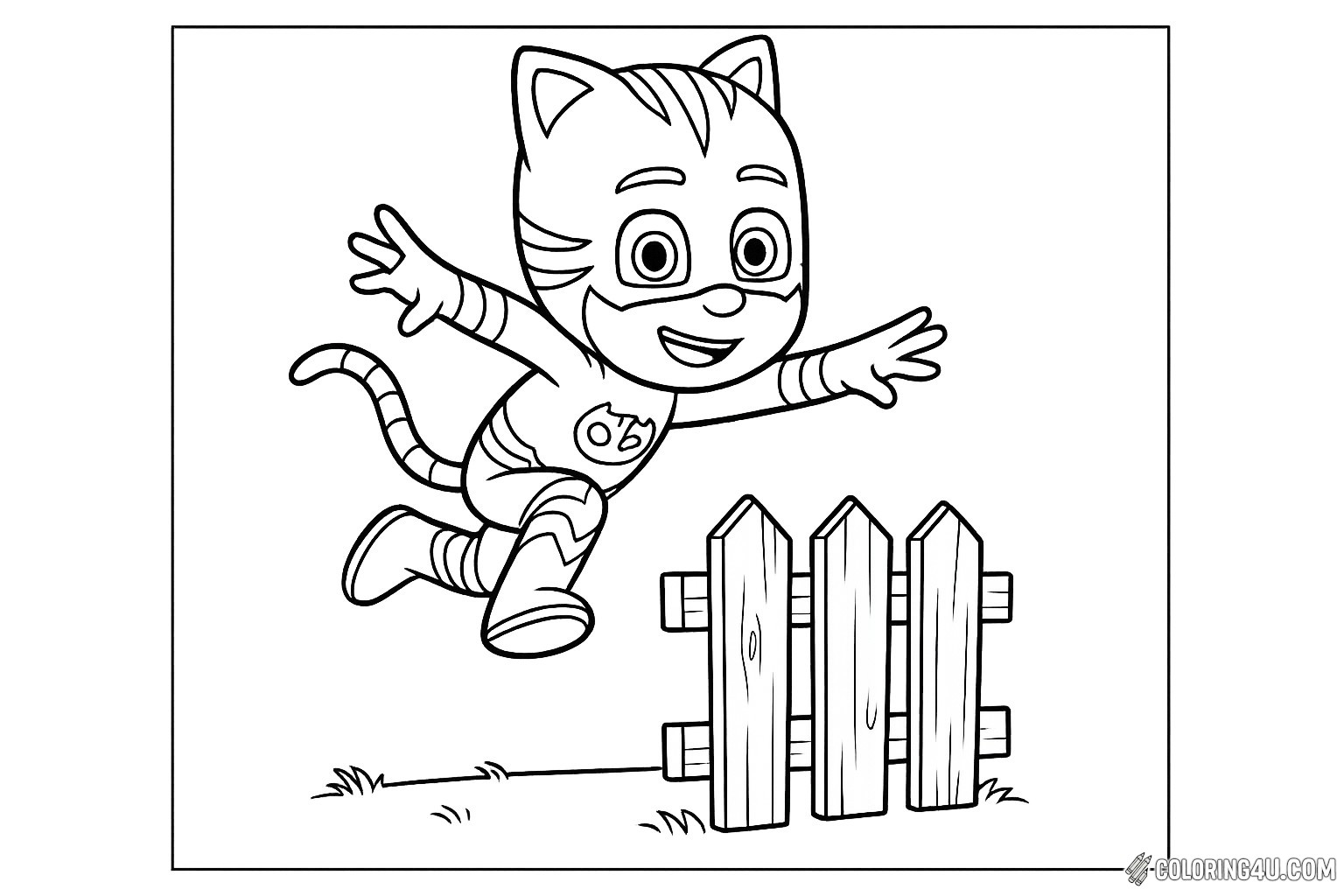 Pj Masks Catboy Jumping Over Fence