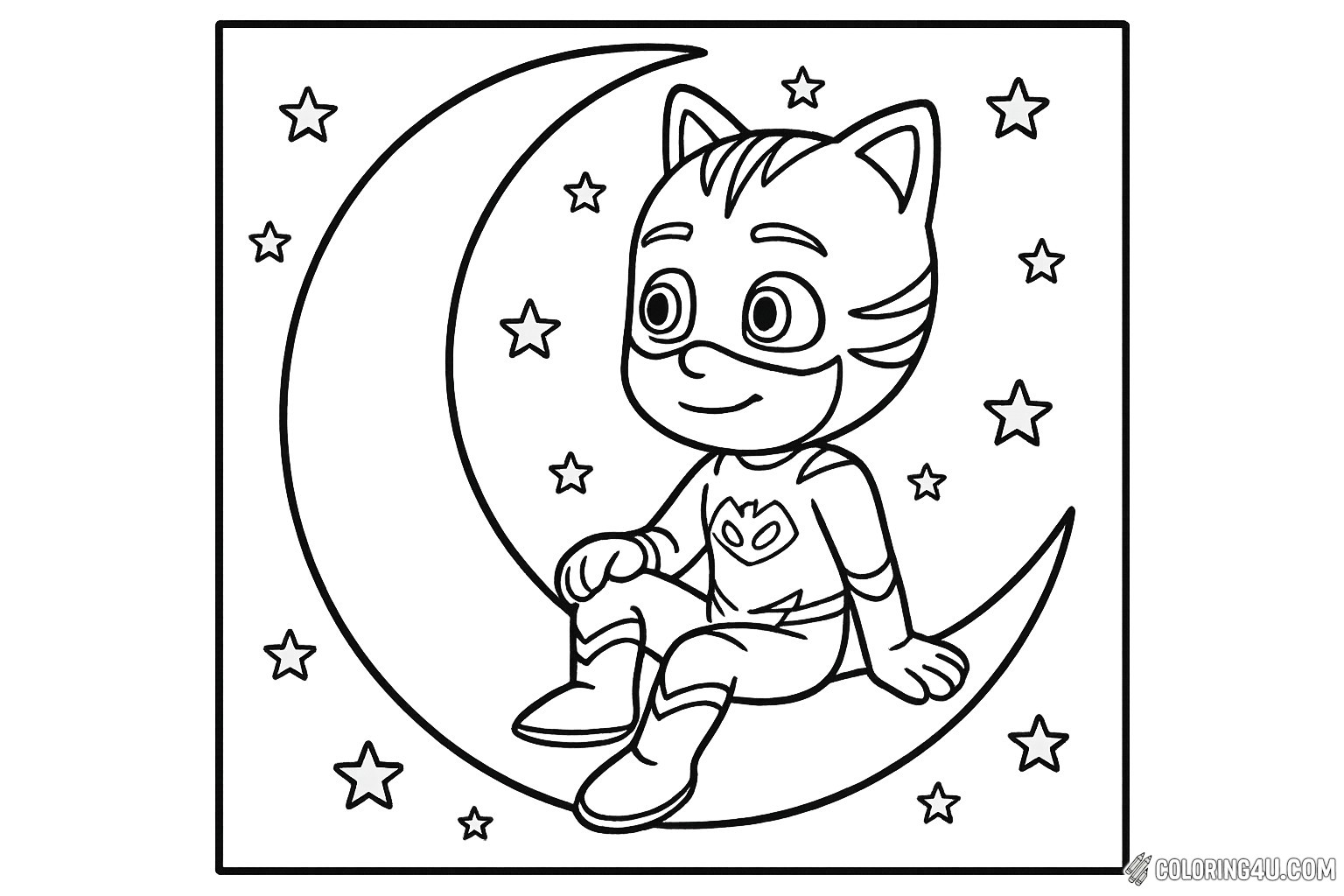Pj Masks Catboy Sitting On Moon