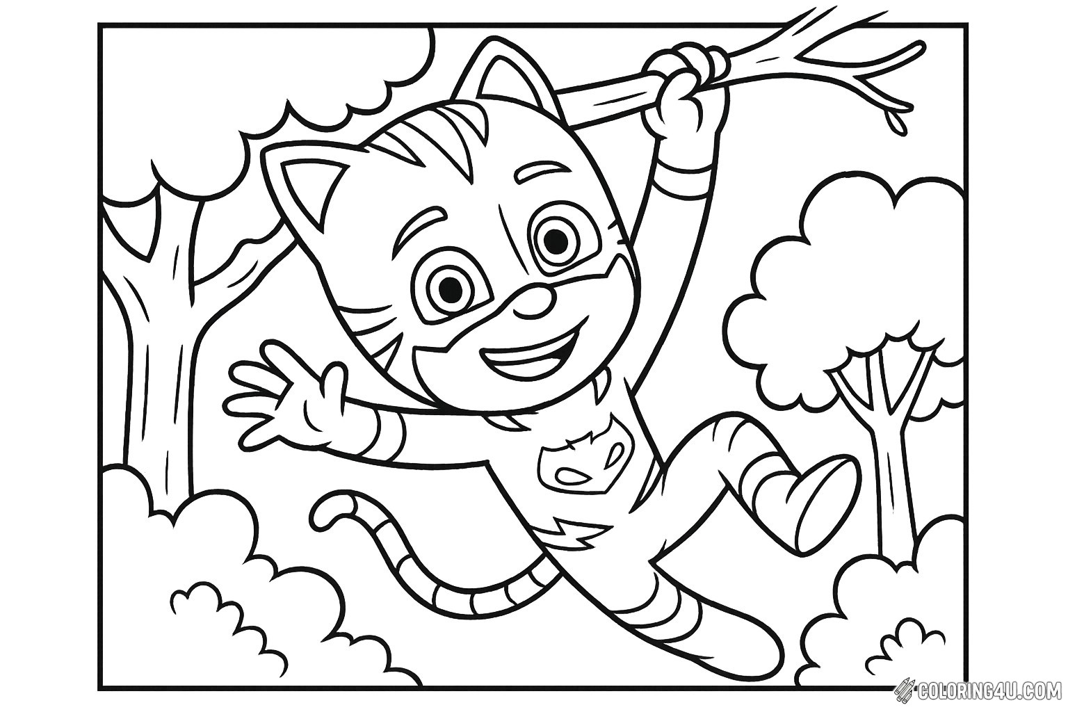Pj Masks Catboy Swinging From Tree
