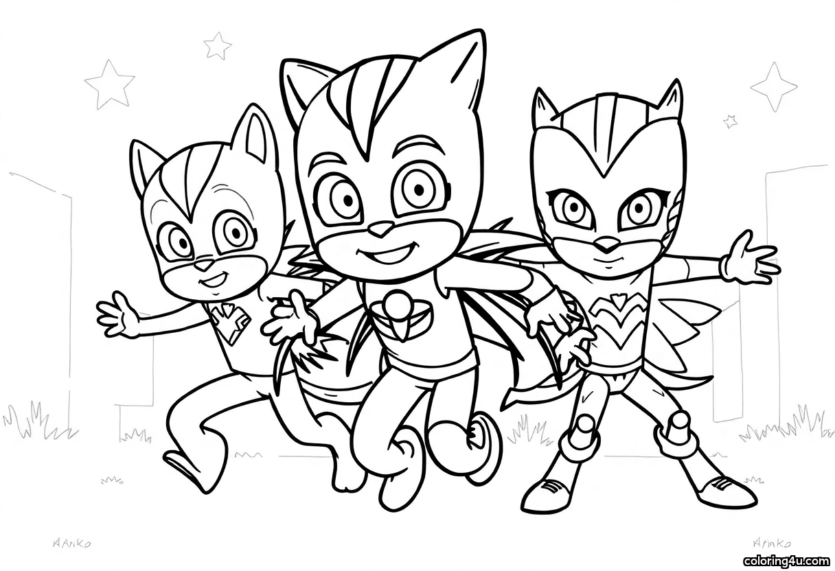 Pj Masks Coloring Pages Free