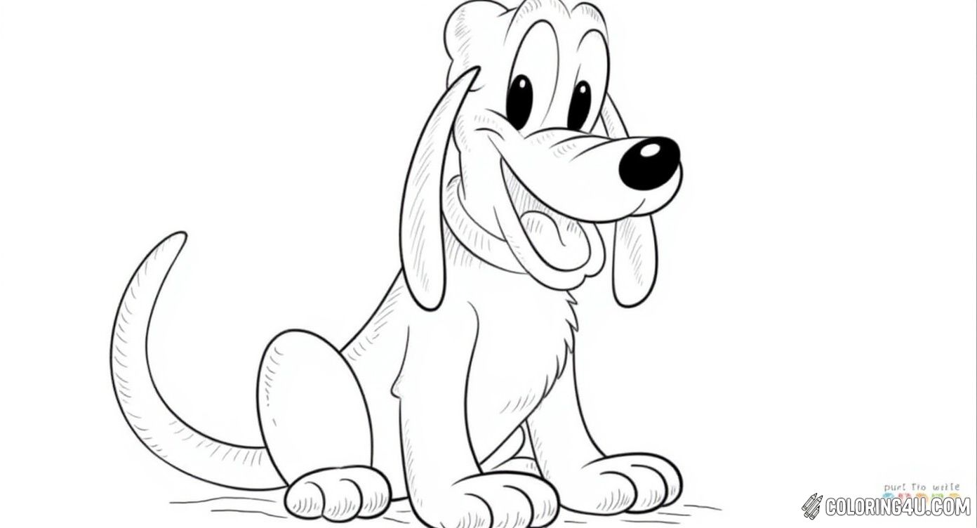 Here is a fun coloring page showing Pluto, the iconic dog from Disney, sitting with his tongue playfully sticking out. The simple background lets kids focus on bringing Pluto to life with bright and cheerful colors, encouraging creativity and joy.
