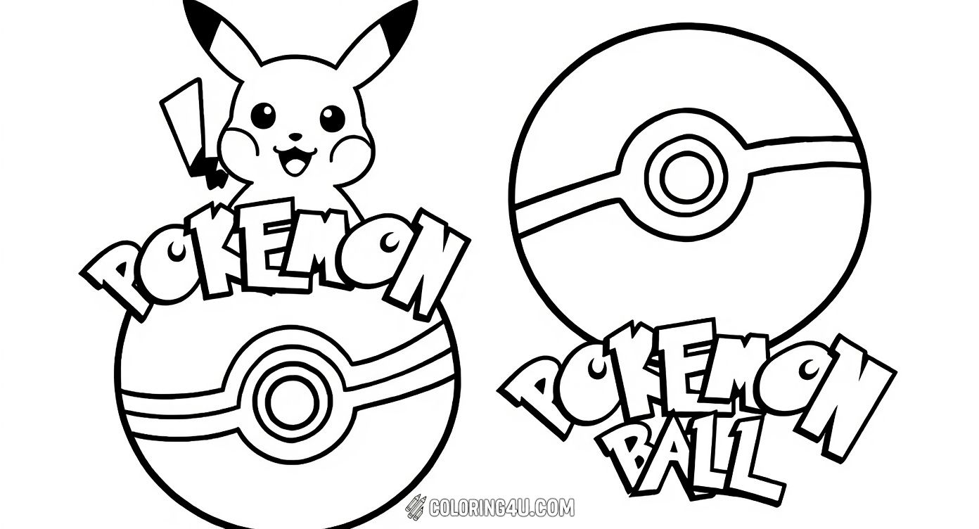 Bring the excitement of Pokemon adventures with this coloring page featuring Pikachu sitting on top of a large Pokeball. Kids can enjoy coloring the cheerful electric mouse alongside the iconic Pokeball lettering, making this a delightful activity for Pokemon fans.